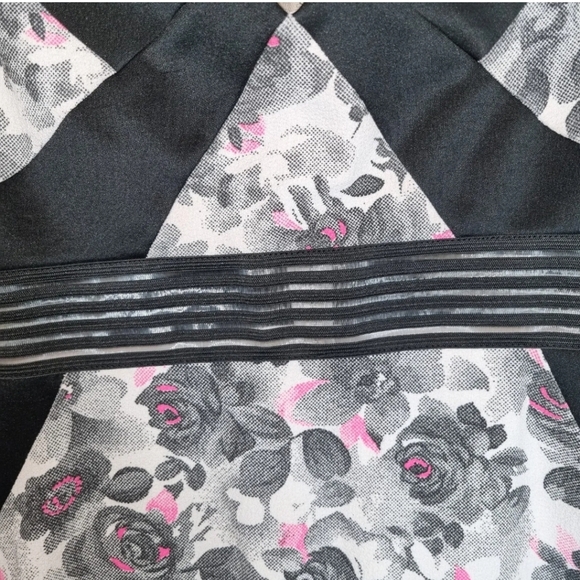 Lashes Bodycon Dress Womens Size 10 Floral Stretch Short Geometric Design - Picture 5 of 8